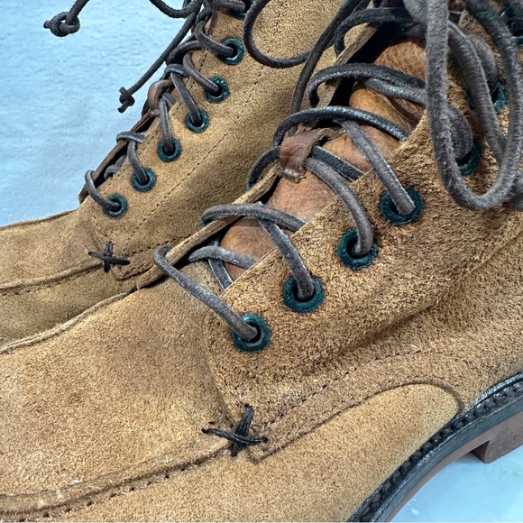 Frye Wallace brown suede lace up boot leather distressed - Picture 6 of 15